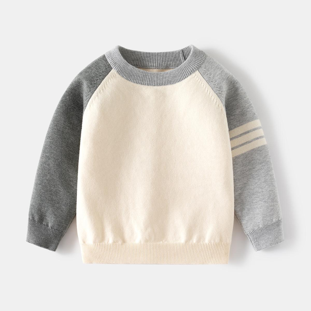 HoneyCherry Boys sweater thin children's knitted sweater 2024 spring and autumn new boys inner bottoming shirt baby top tide 130cm