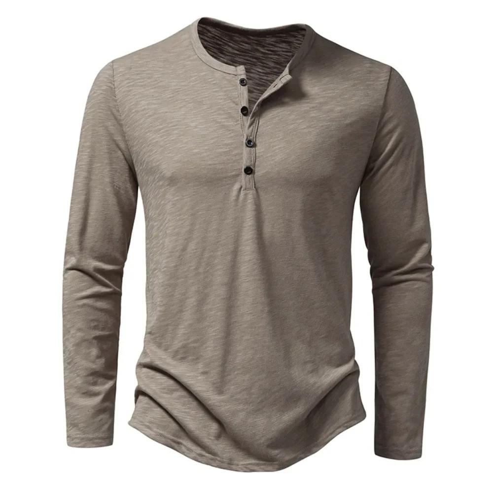 King Billion Heren katoenen T-shirt met knopen Henley-hals Shirt Lange mouw Casual Effen kleur T-shirts XL