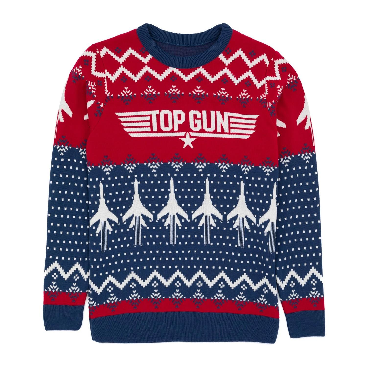 Top Gun heren gebreide kersttrui XXL rood/blauw