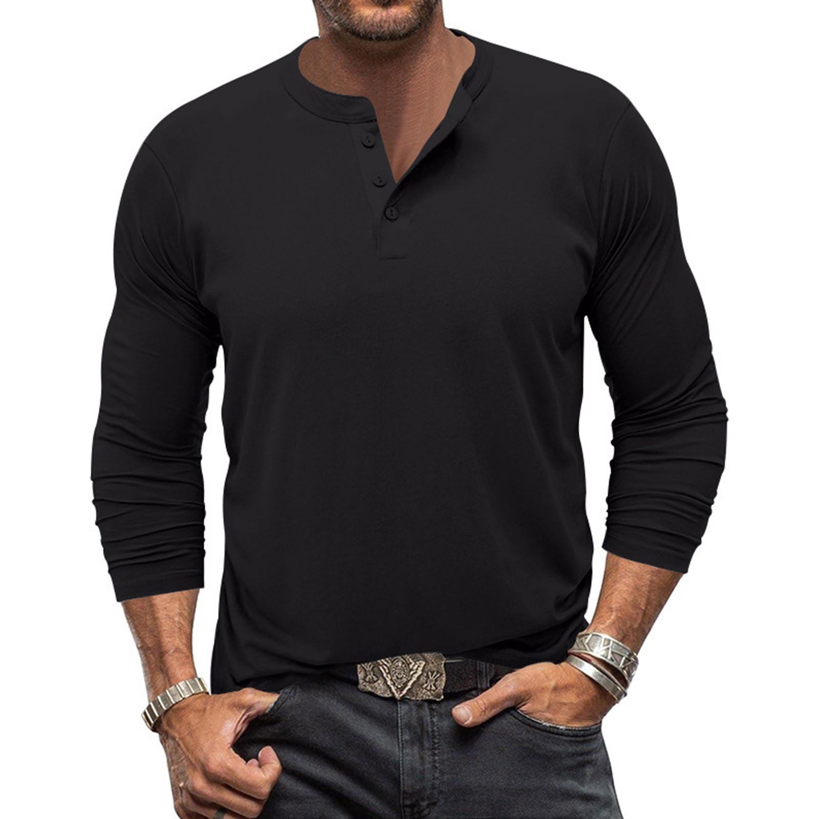 Invincible Heren T-shirt met lange mouwen, ronde hals, casual T-shirt voor heren XXL