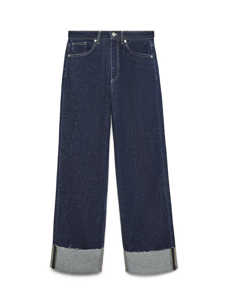 Vero Moda vmtessa hr fold up wide dnm jeans r 10341268 dark blue denim