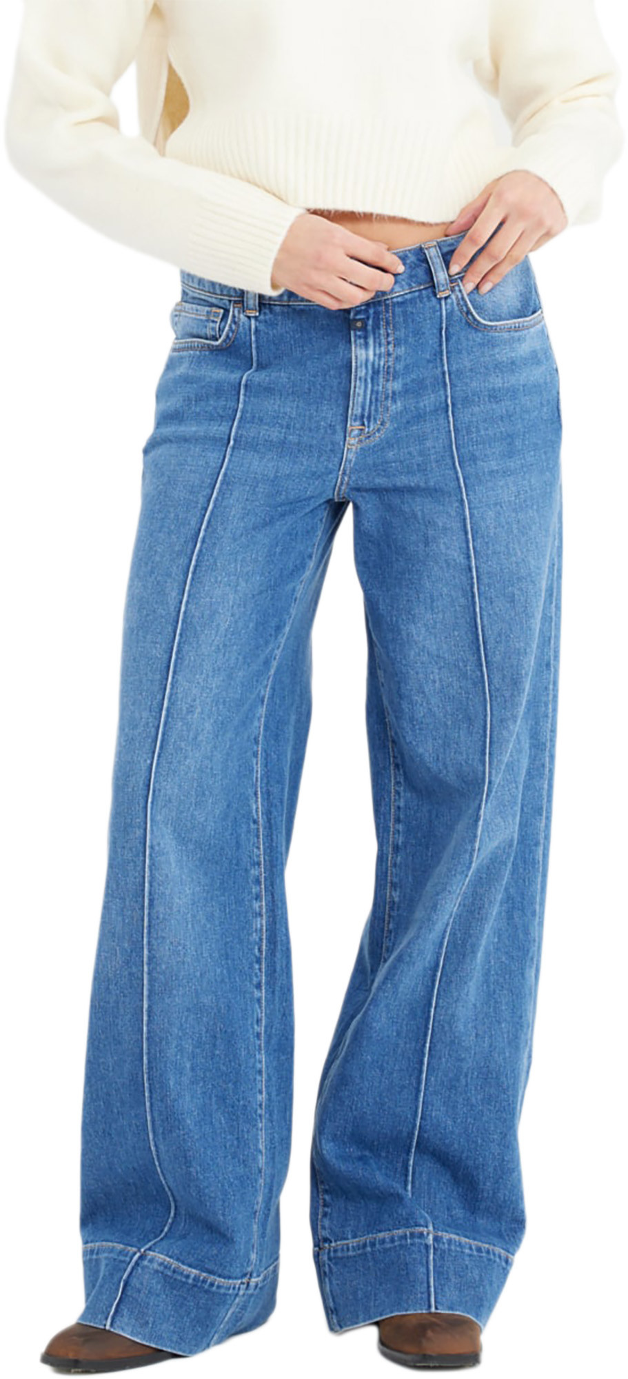 C.O.J. Denim Mid waist wide straight medium blue