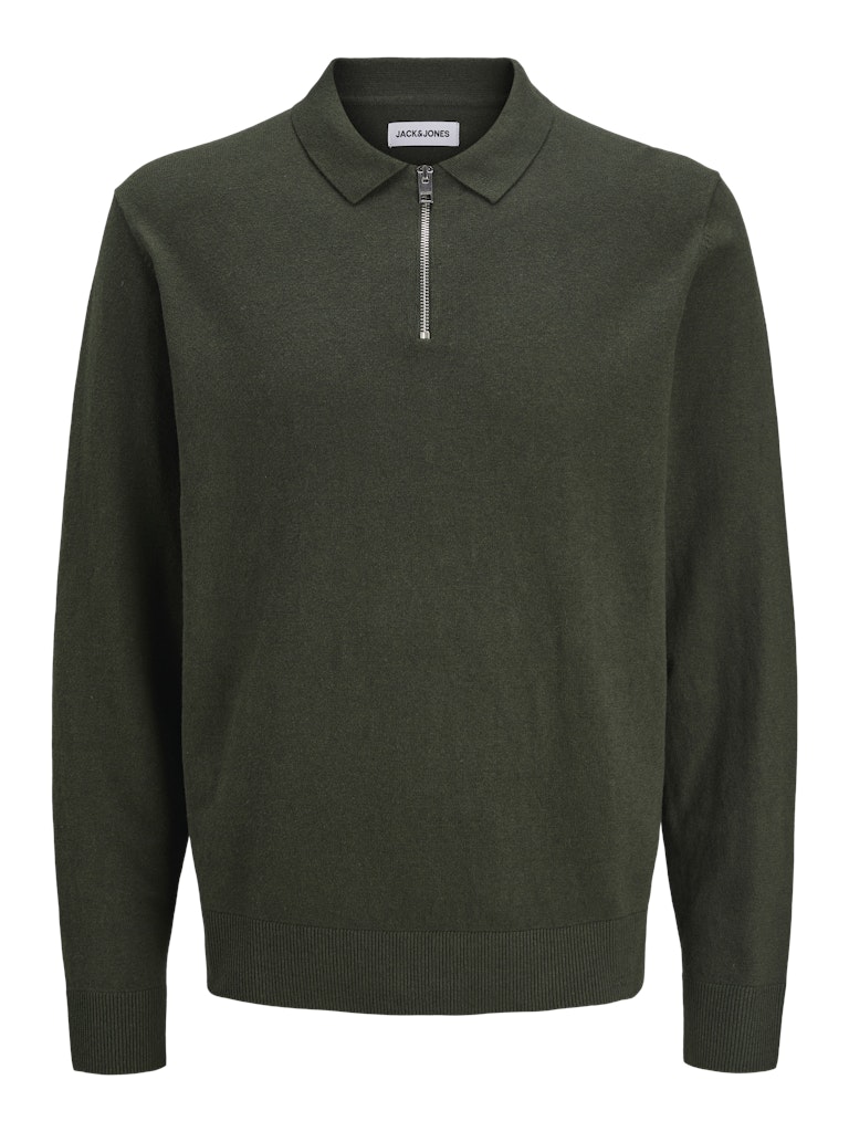 Jack & Jones Jjeemil knit polo half zip ls noos donker