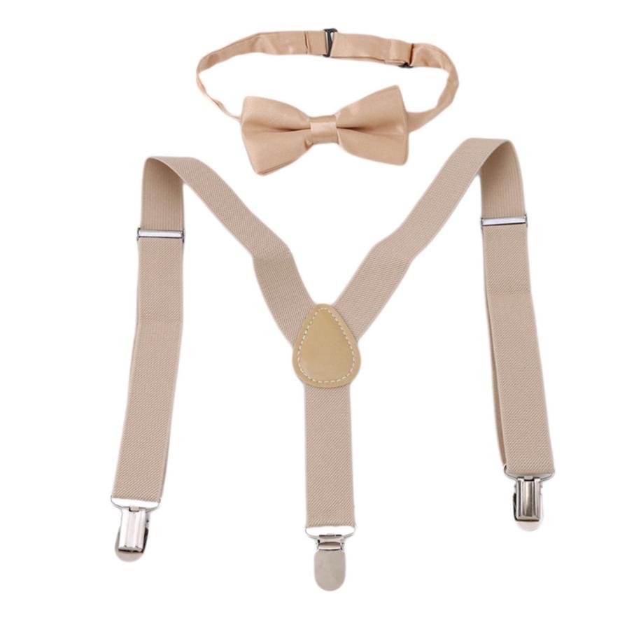 Meiguitu Vlinderdas Bretels Pak Show Kinderbretels Clip Lente en herfst Baby Bretels Riem None beige