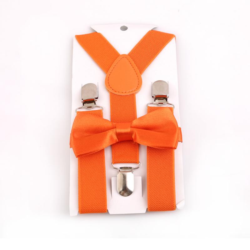 Waroomkkk Kinderen Jongens Meisjes Effen Kleur Clip-On Bretels Elastische Verstelbare Bretels Met Schattige Strik oranje