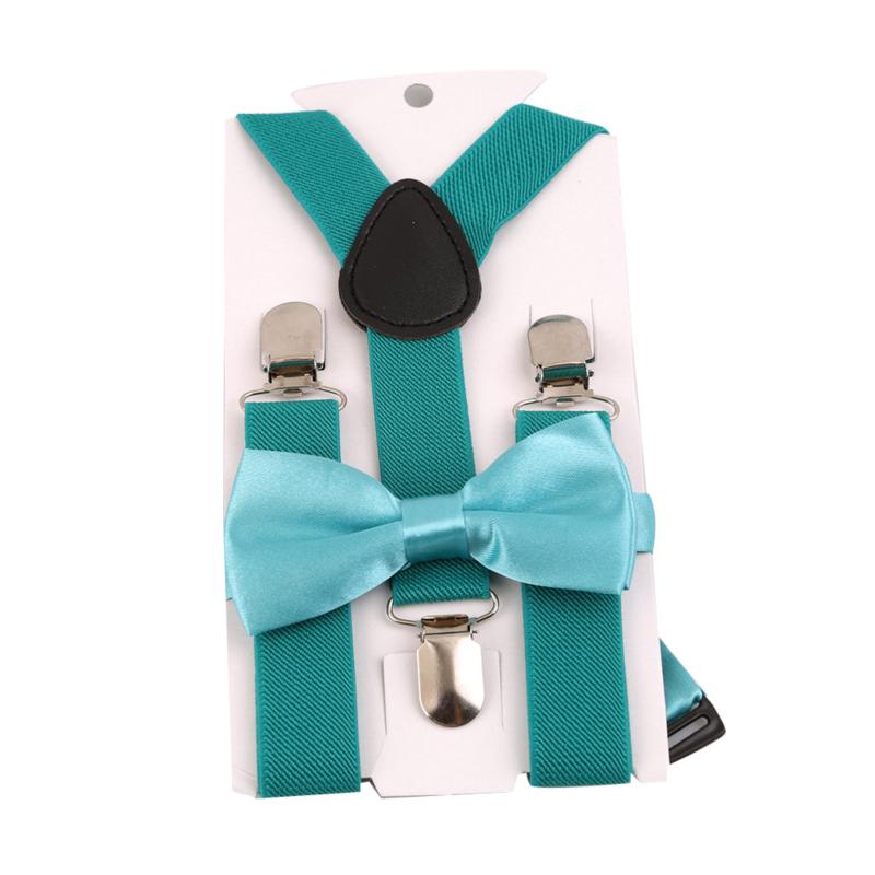 Waroomkkk Kinderen Jongens Meisjes Effen Kleur Clip-On Bretels Elastische Verstelbare Bretels Met Schattige Strik