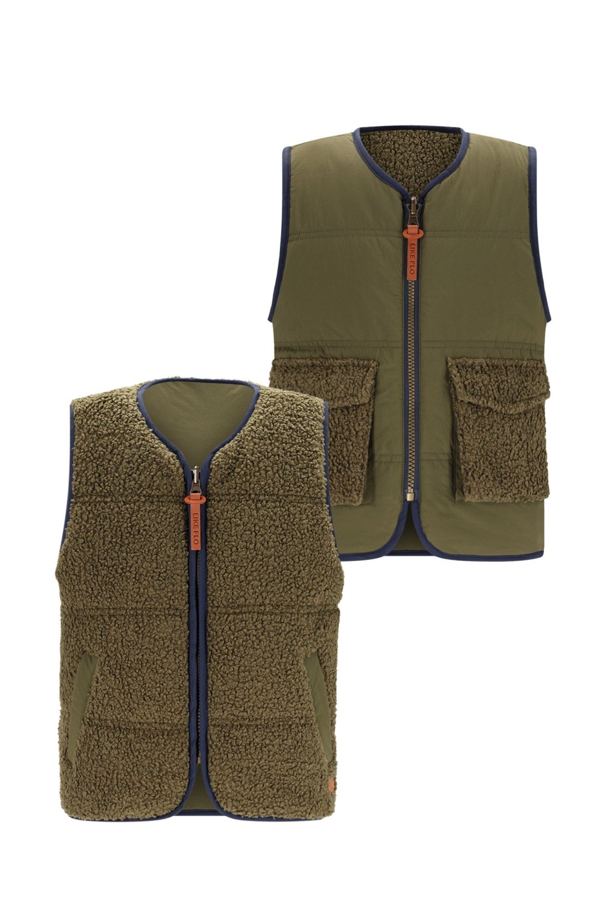 Like Flo winter gilet jongens - groen - Daly - omkeerbaar
