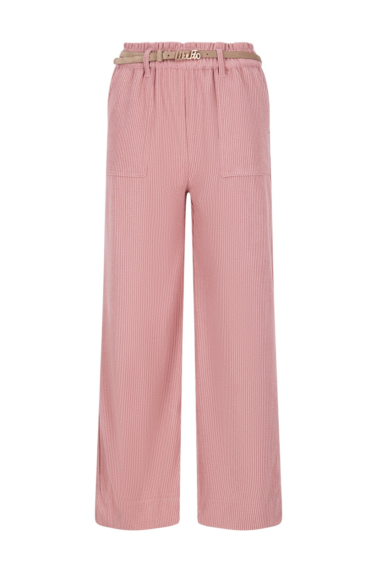 Like Flo winter corduroy wide leg broek meisjes - roze - Finn - riemlussen