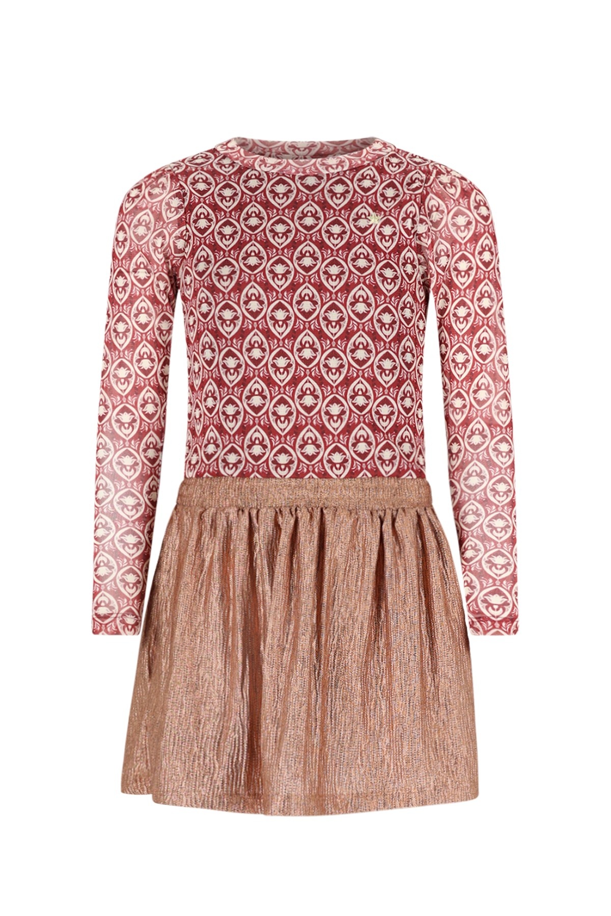 Like Flo winter jurk meisjes - roze - Mira - mesh top + metallic rok