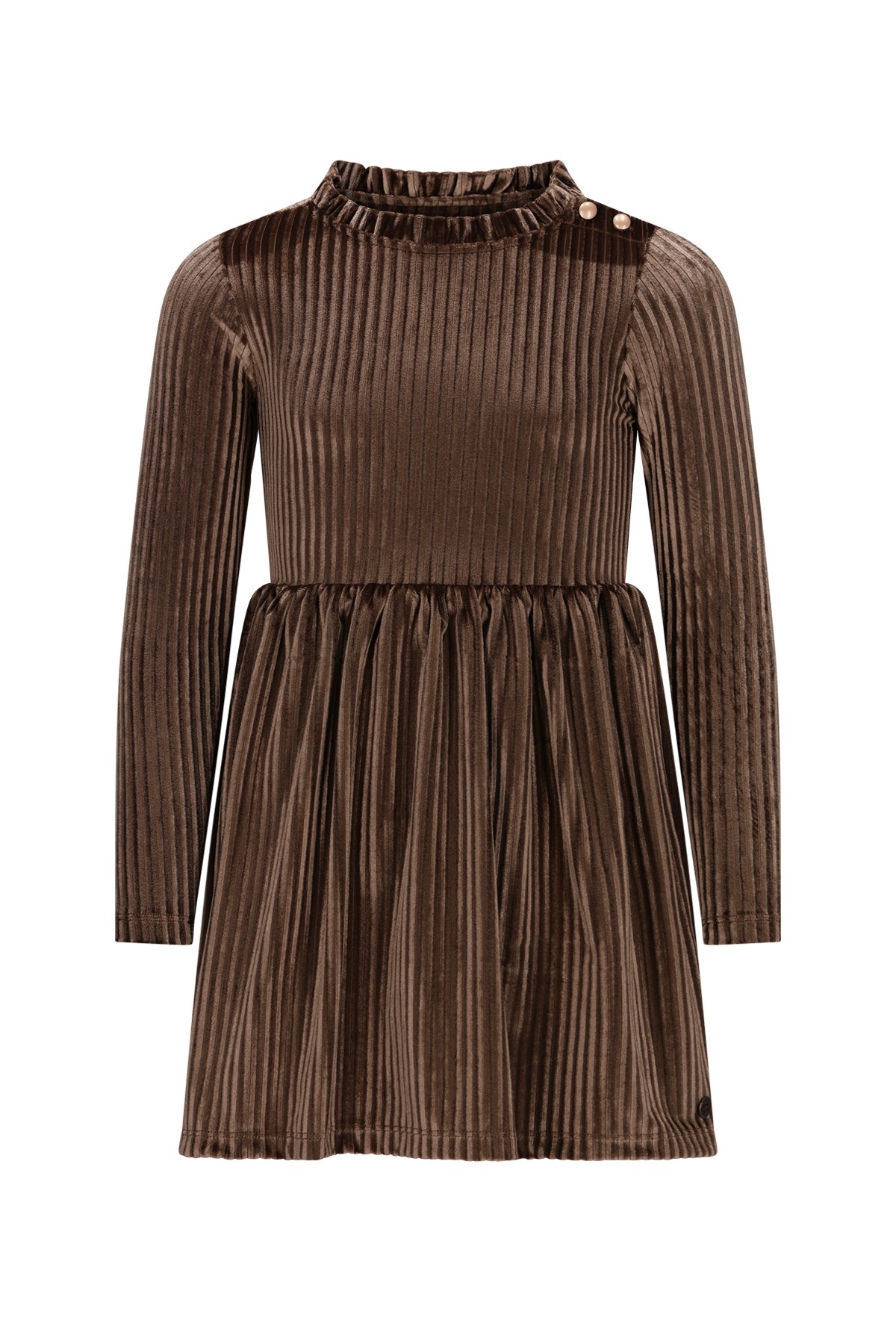 Like Flo winter jurk meisjes - bruin - Mara - knopen op mouw