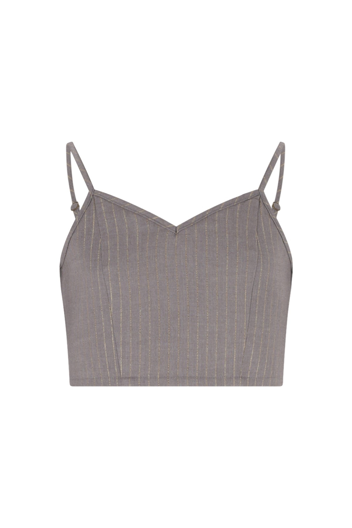 Like Flo winter crop top meisjes teens - grijs - Emille - gestreept