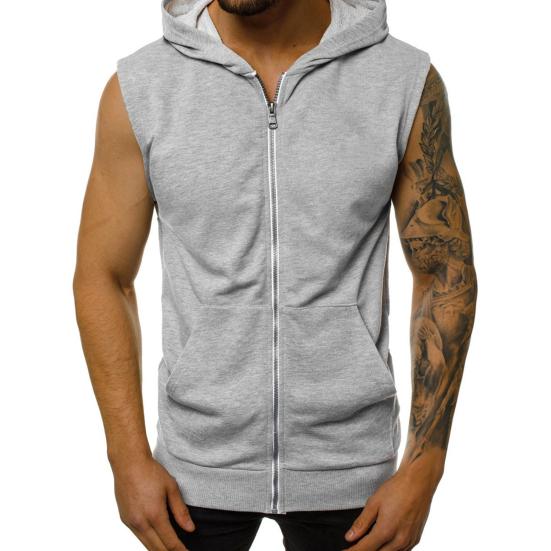 Manshanwangluo Sweatshirt Vest Ritssluiting Winddicht Dik Heren Capuchon Mouwloos Sweatshirt Vest Sport M