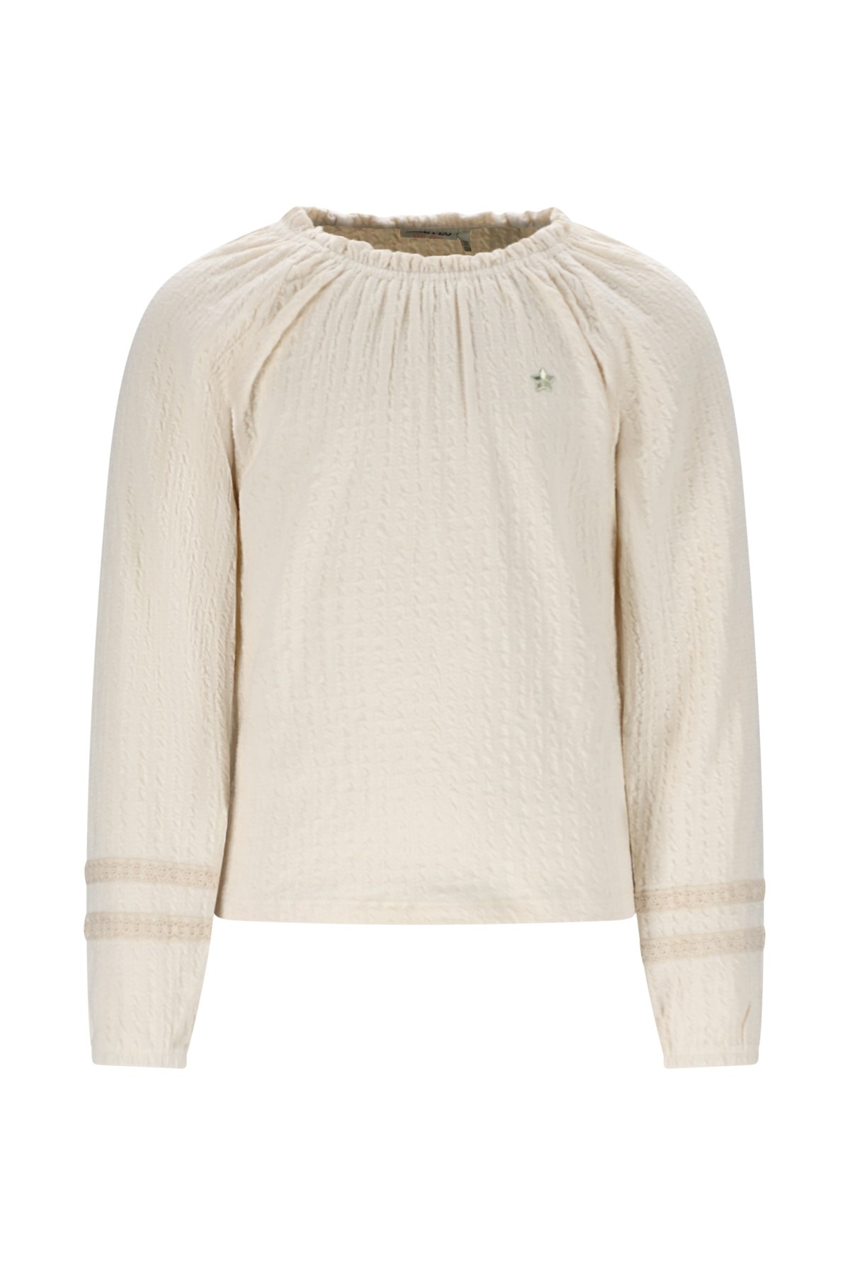 Like Flo winter jersey blouse meisjes - beige - Eli - jacquard