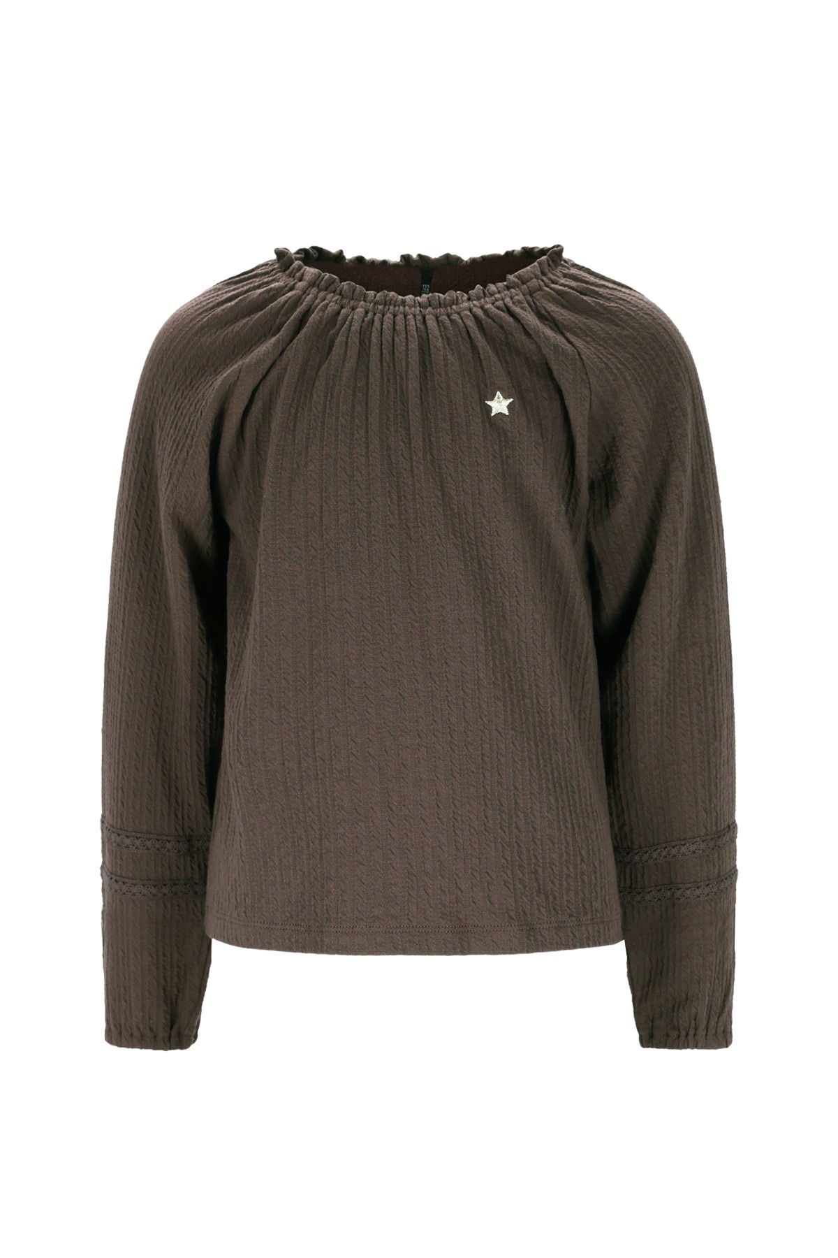 Like Flo winter jersey blouse meisjes - bruin - Eli - jacquard