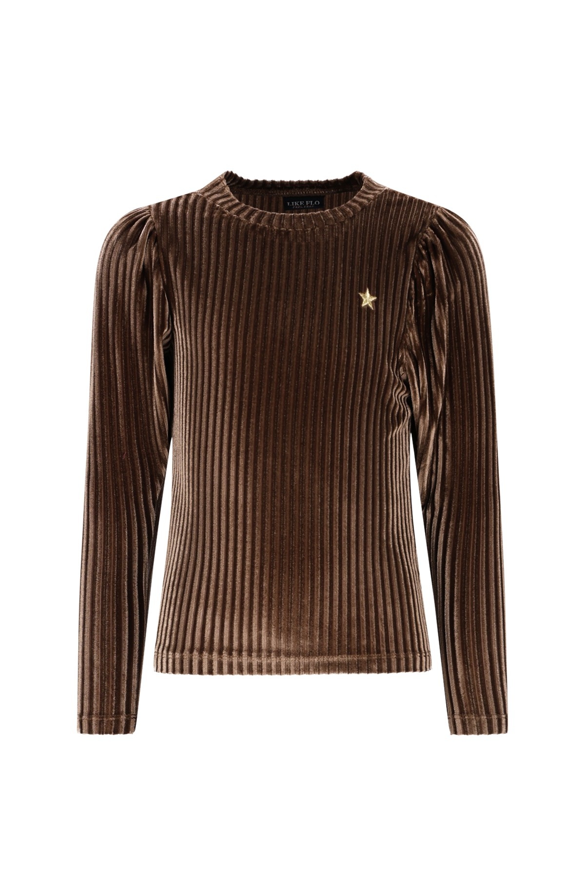 Like Flo winter velvet top meisjes - bruin - Esmay