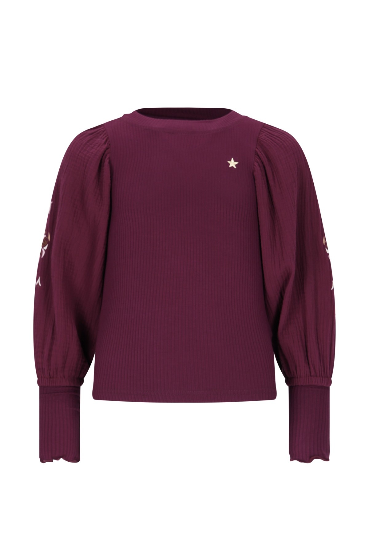 Like Flo winter top meisjes - rood - Eloise - rib - ballonmouwen