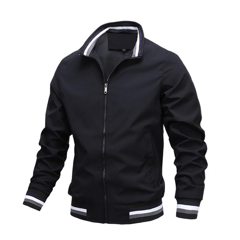 YYDS NO.1 Heren lente- en herfstrits, insteekzakken aan de zijkant, sport, effen kleur, casual jas M