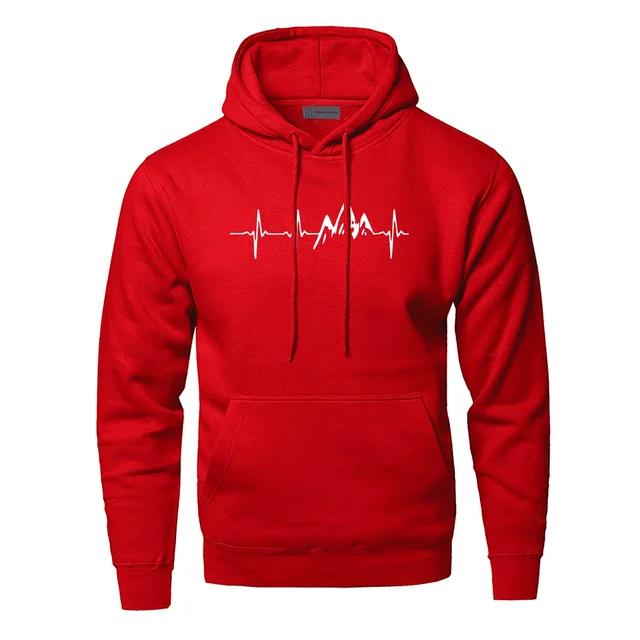 Boutique sports suit series 2 Mountain Heartbeat Hoodies Sweatshirt Heren Sound Ray Diagram Hooded Sweatshirt Hoodie Winter Herfst Print Zwart Grijs Sportkleding 3XL