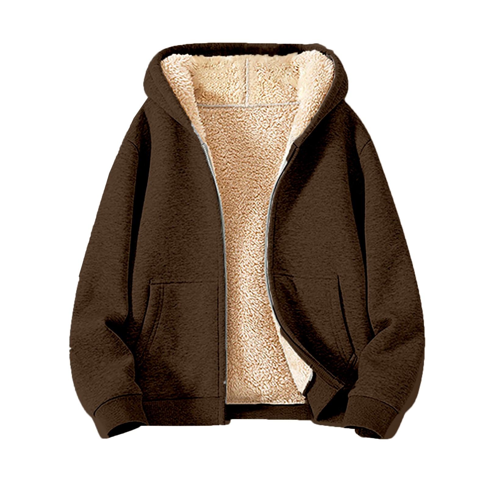 Hong Hollyland Herenjas Zware en Fleece Dikke Heren Hoodie Cardigan XXXL bruin