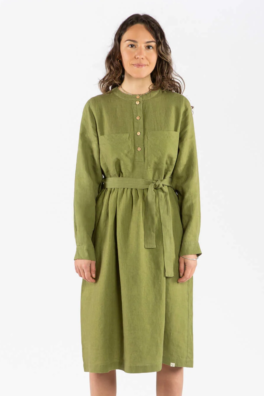 MATONA Damen vegan Kleid Mit GÃ¼rtel Kardamom GrÃ¼n