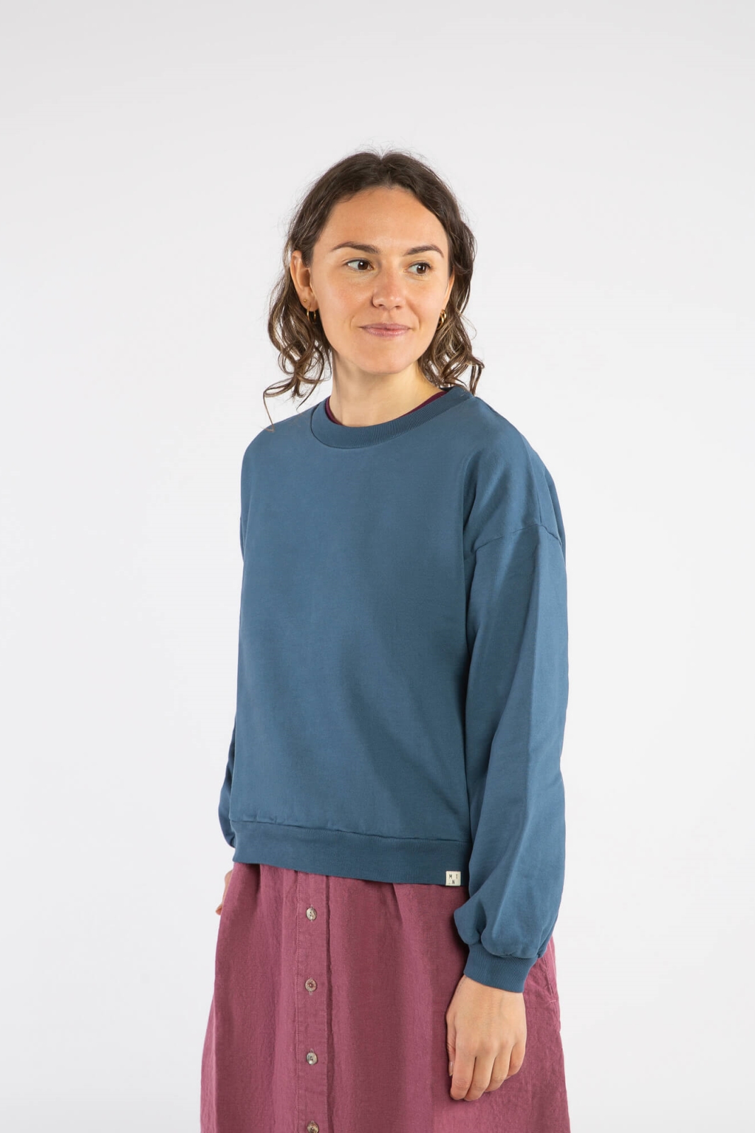 MATONA Damen vegan Sweatshirt Light Sail Blue Baumwolle