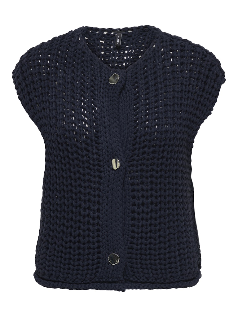 Only Onlchloe ss rib button vest knt navy
