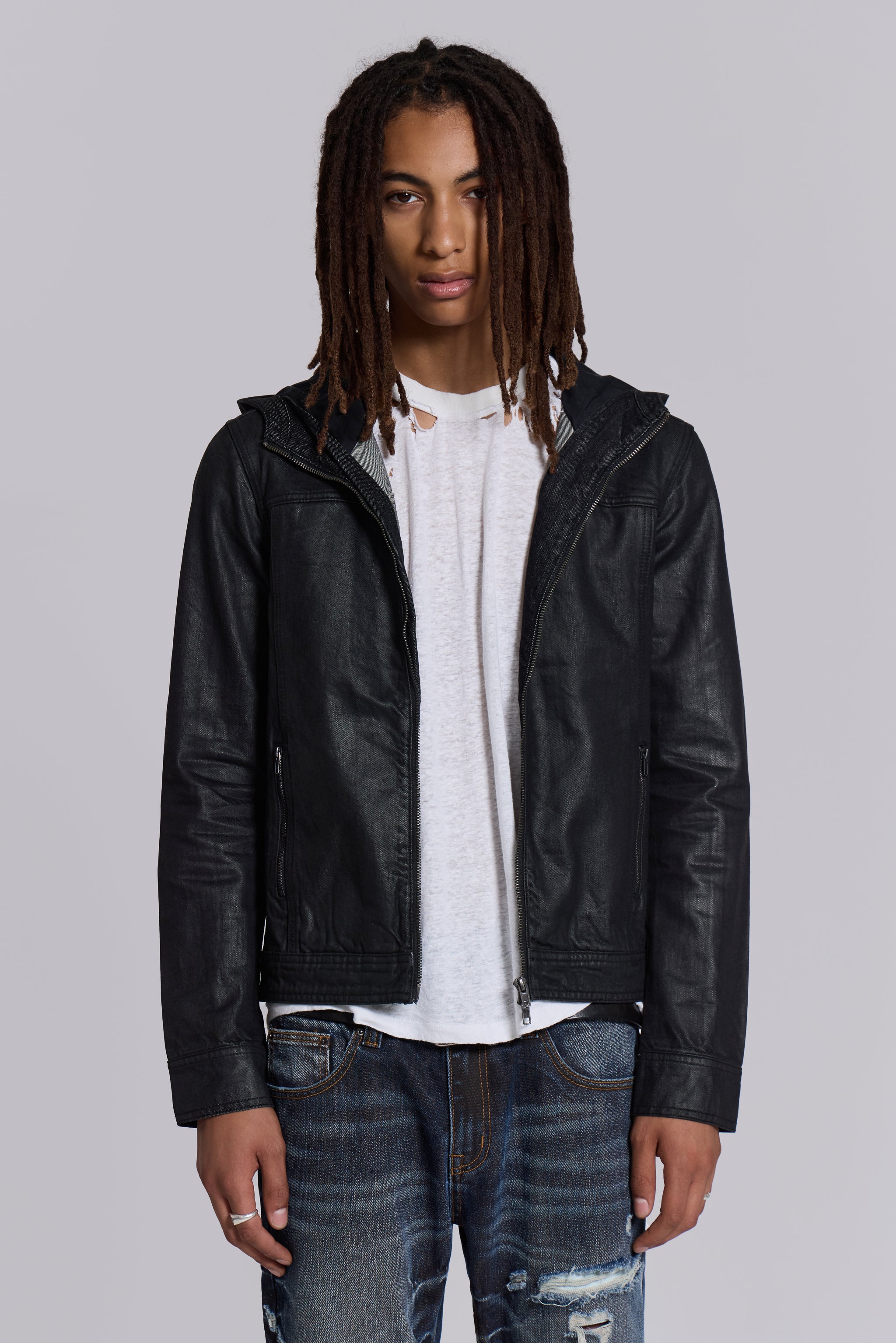 Jaded Man Bedrock Waxed Hooded Denim Jacket