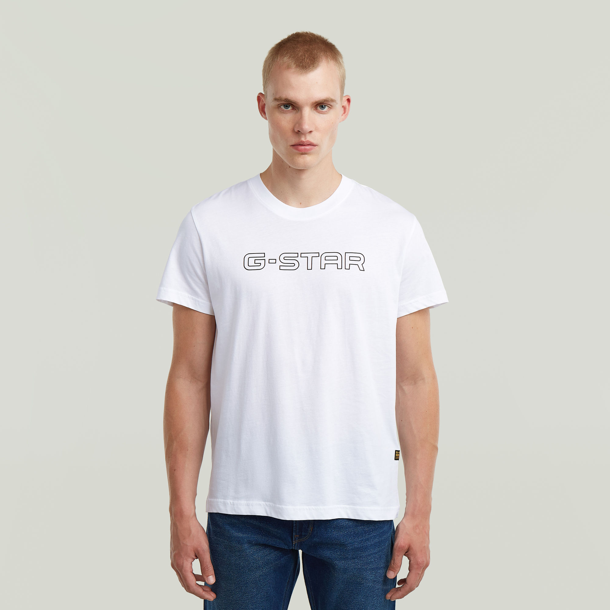 G-Star RAW Outline Corporate Script Logo T-Shirt - Wit - Heren