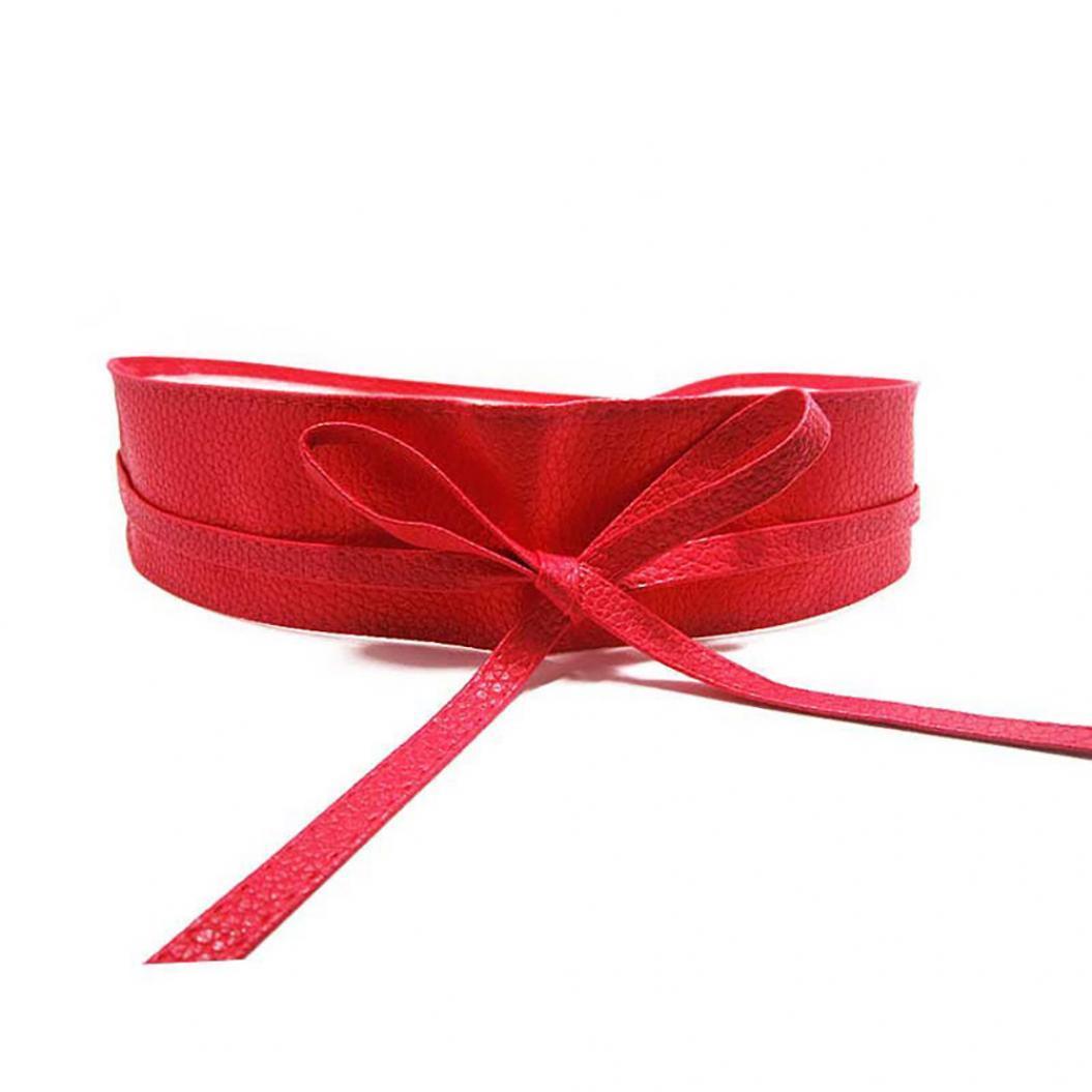 Fashion Houses Mode Vrouwen Kunstleer Wikkel Rond Stropdas Korset Cinch Taille Brede Jurk Riem rood