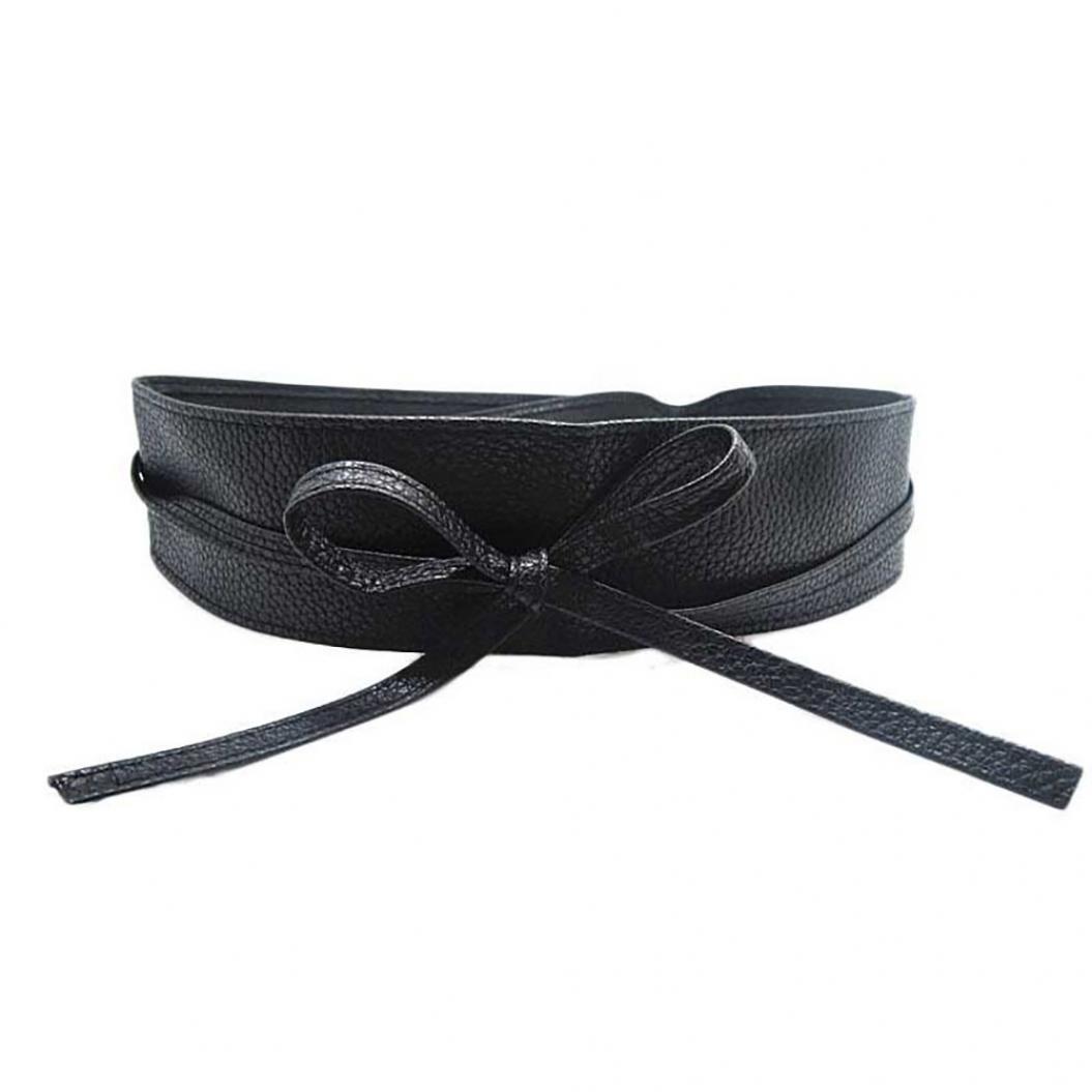 Fashion Houses Mode Vrouwen Kunstleer Wikkel Rond Stropdas Korset Cinch Taille Brede Jurk Riem zwart