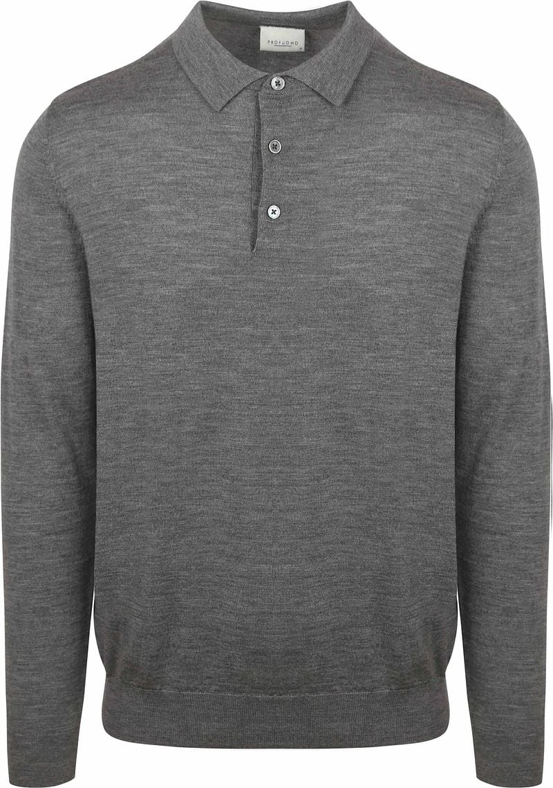 Profuomo Longsleeve Poloshirt Merinowol Grijs