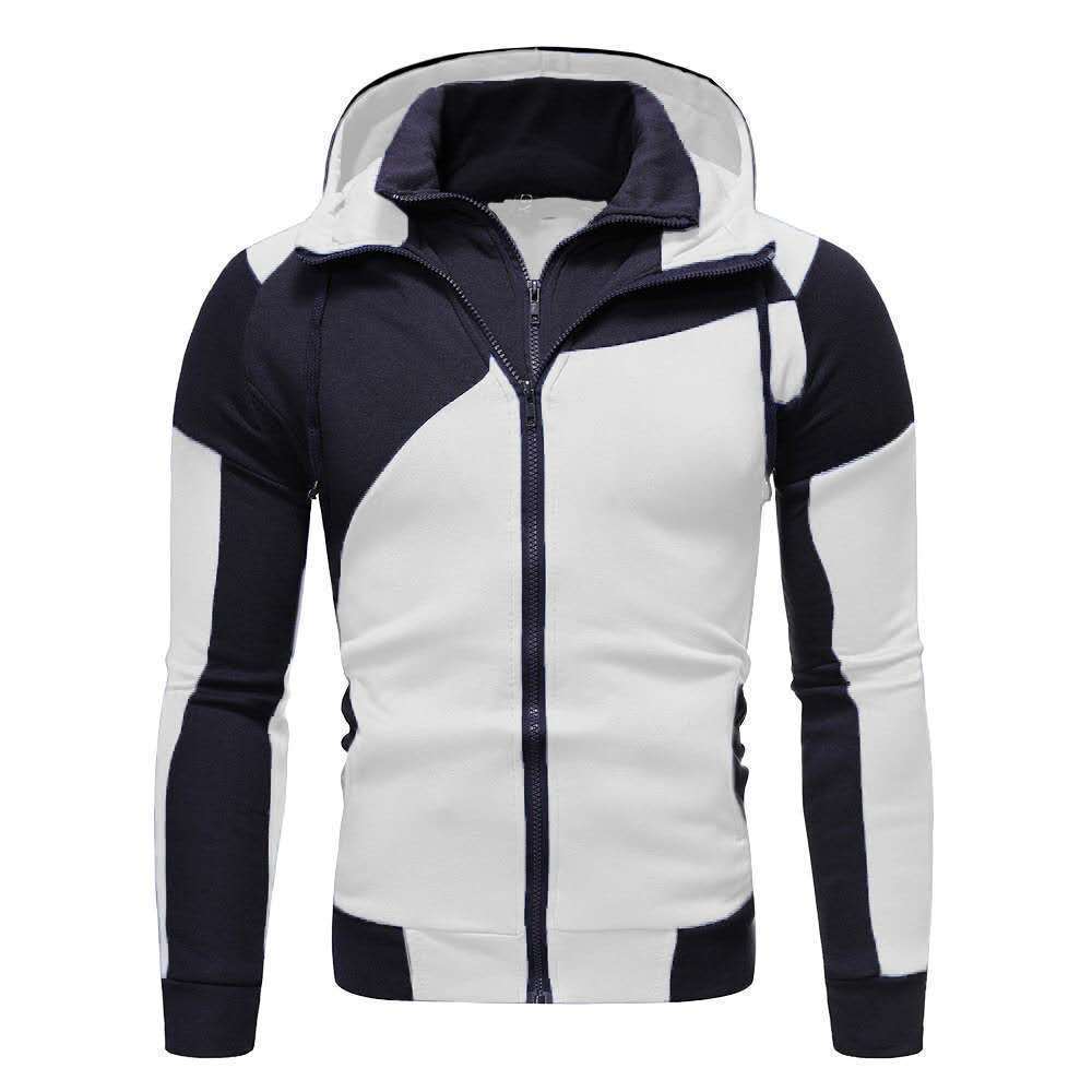 Luojin Hoodie met dubbele ritssluiting en patchworkjack met capuchon voor sportfleece-isolatie voor heren S