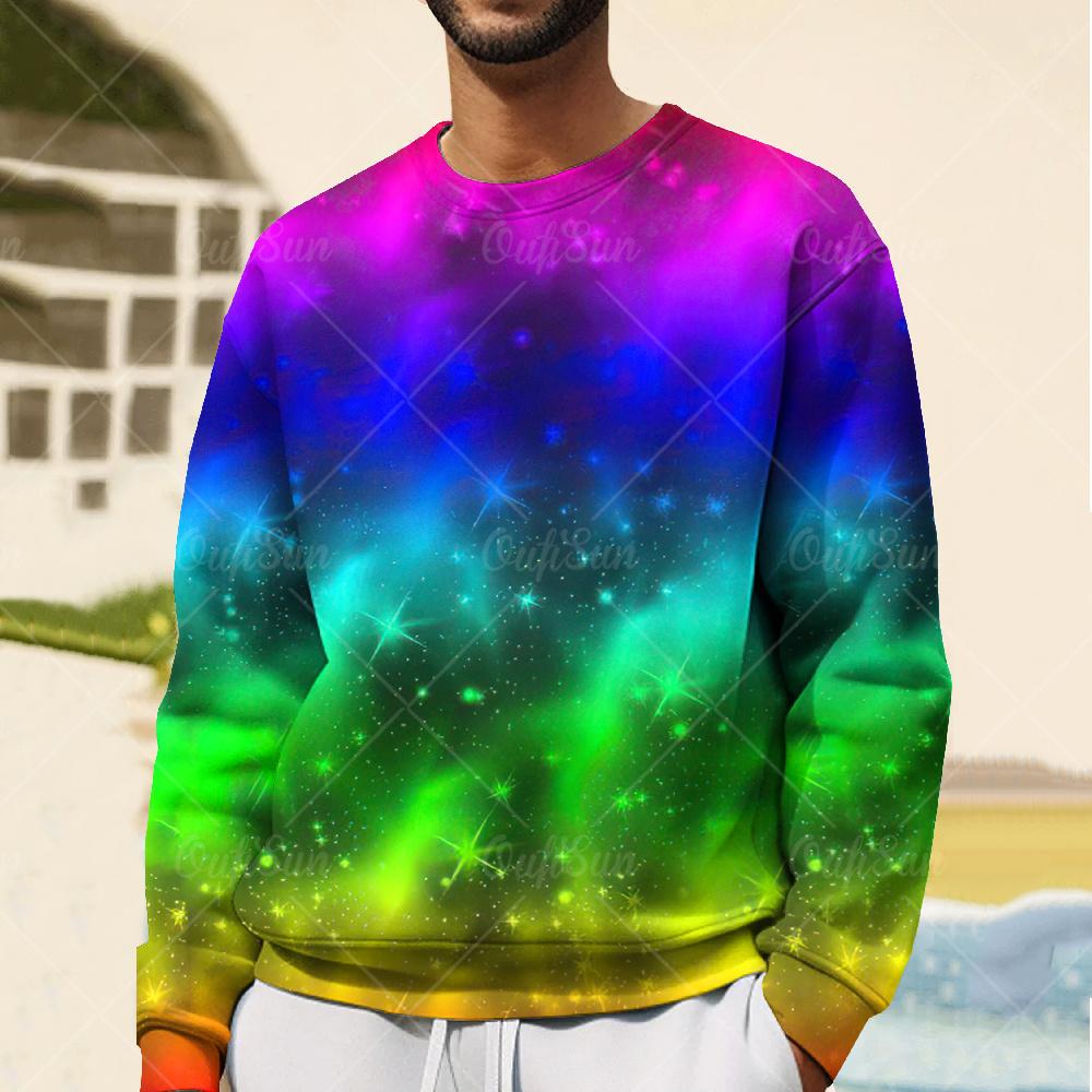 ETST 012 Mode Regenboog Print Hoodies Voor Heren Lange Mouw T-shirts Oversized Lente Kleding Jongens Sweatshirts Straat Heren Sweatshirts 3XL