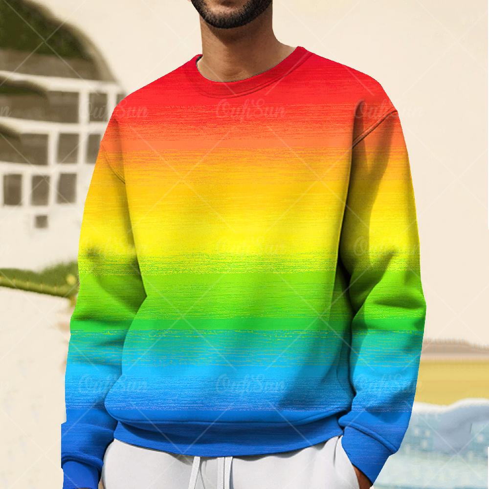 ETST 012 Mode Regenboog Print Hoodies Voor Heren Lange Mouw T-shirts Oversized Lente Kleding Jongens Sweatshirts Straat Heren Sweatshirts 6XL