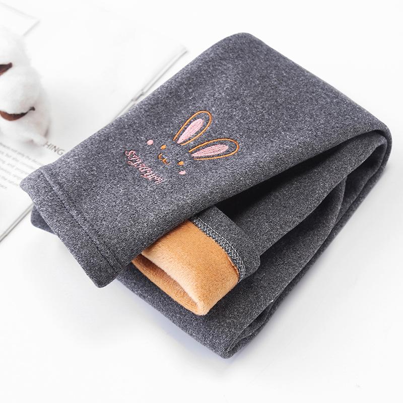 YUBAOBEI Meisjeslegging Lente-/herfstmodellen Bovenkleding Plus fluwelen gevoerde kinderlegging Winterbroek 130 donkergrijze kleur