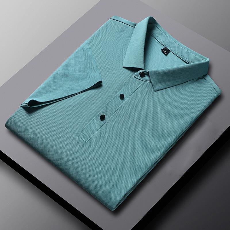 Phoca largha Zomer heren katoenen poloshirts met korte mouwen T-shirt ademend absorberen zweet effen kleur revers business casual top L groen