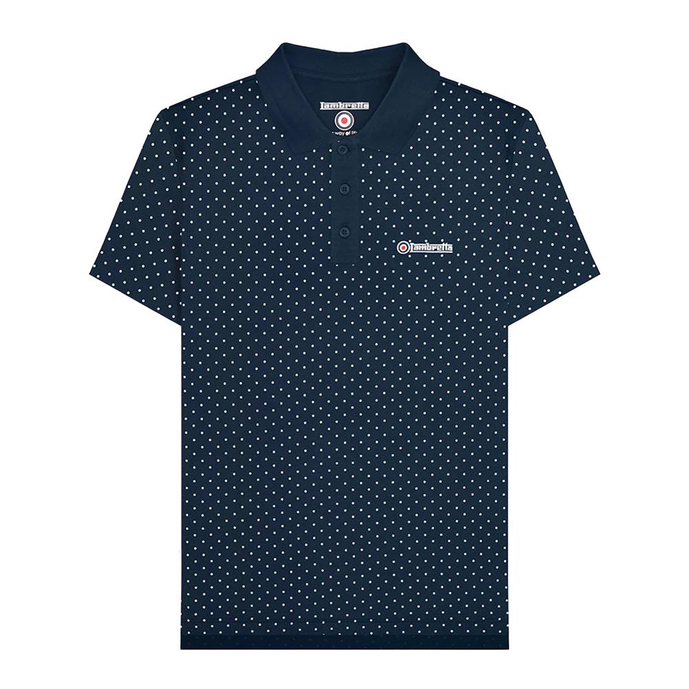 Lambretta Mens SS24 Polka Dot Polo Shirt S
