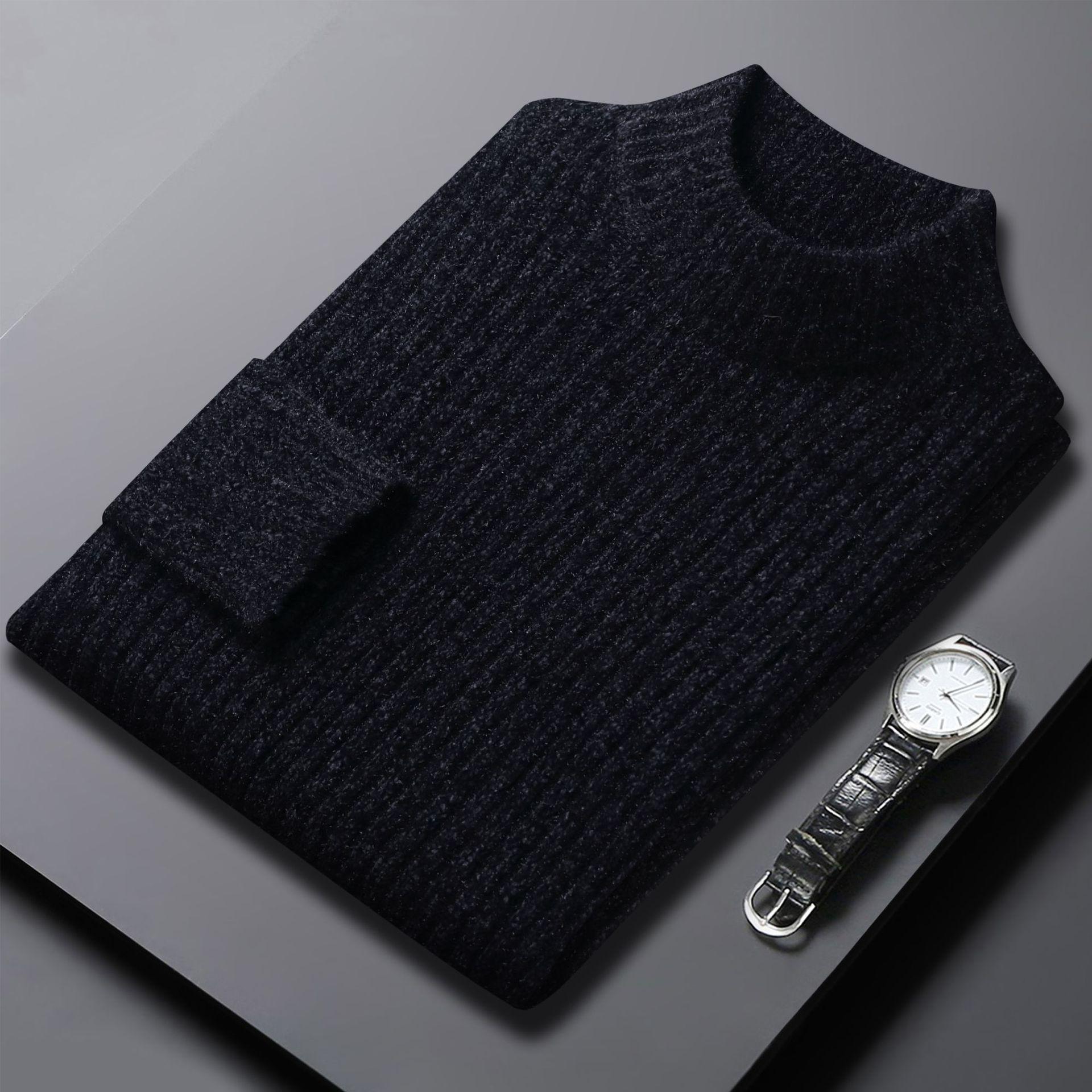 CHIC STUDIO Herfst en winter gebreide dikke dikke naald trui Mid-jeugd halve coltrui Chenille imitatie nerts warme stretch trui voor mannen 2XL/120/180