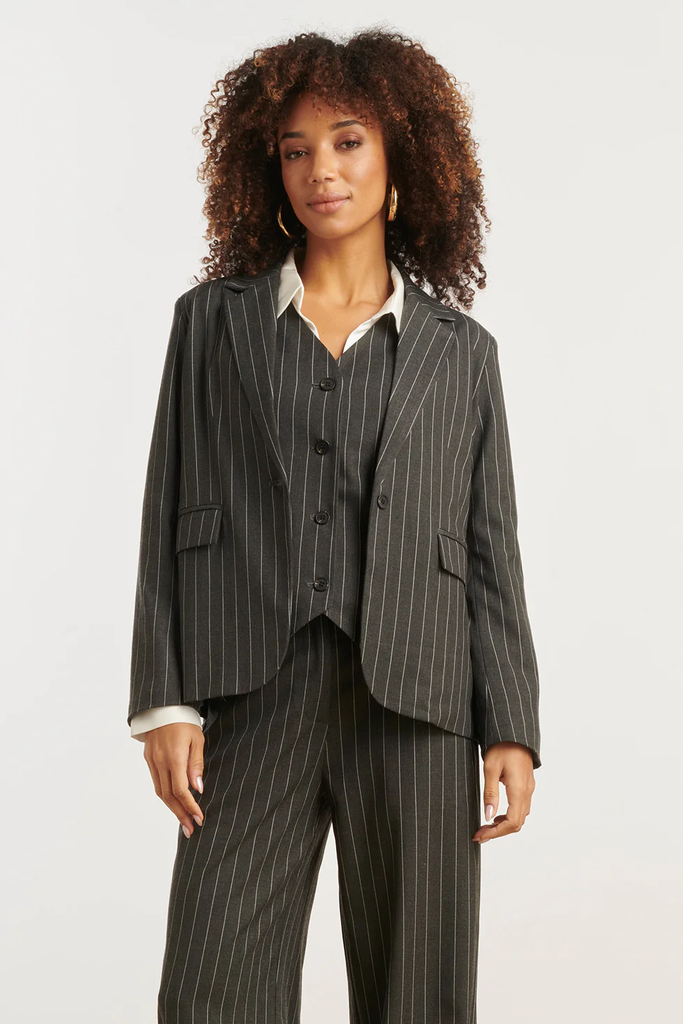 Smashed Lemon Grijs en wit pinstriped blazer |