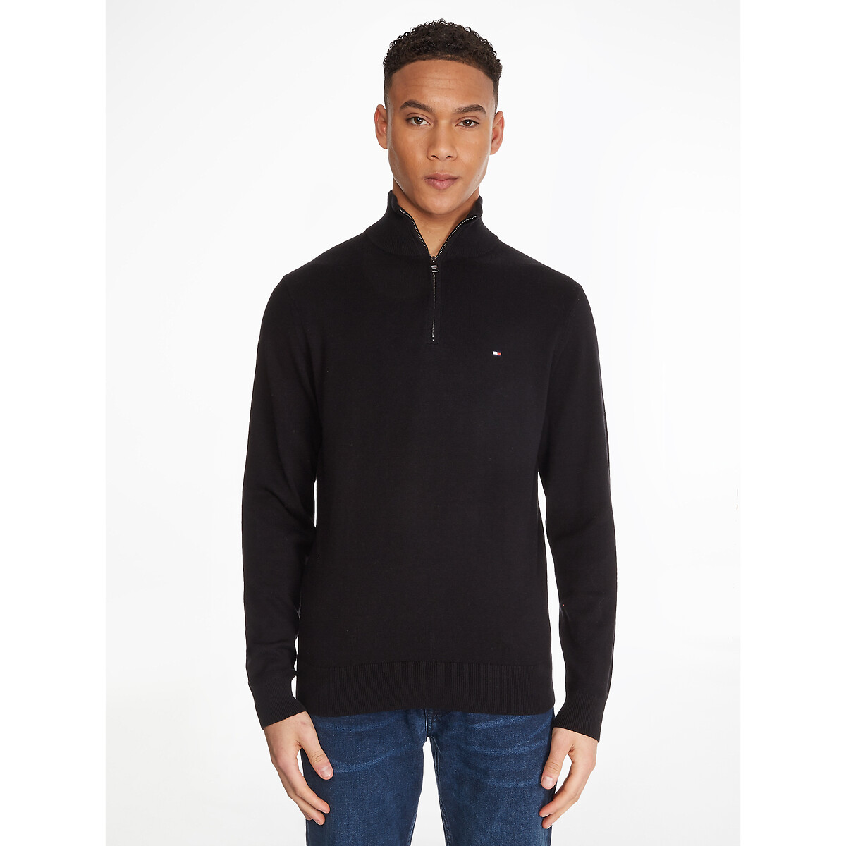 Tommy Hilfiger Schipperstrui PIMA ORG CTN CASHMERE ZIP MOCK