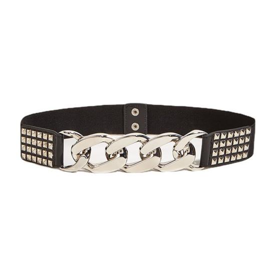 Muswanna Cherry Getailleerde elastische dames tailleband, geweldig eenvoudig metaal zilver