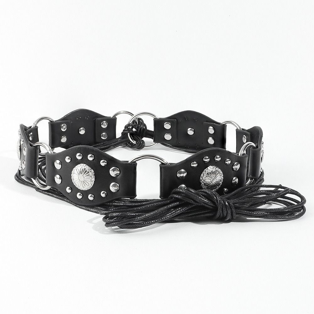 VFSygywan Overdreven Cowboy Disc Belt Westerse stijl Brede Disc Belt Holle riem voor dames silver black