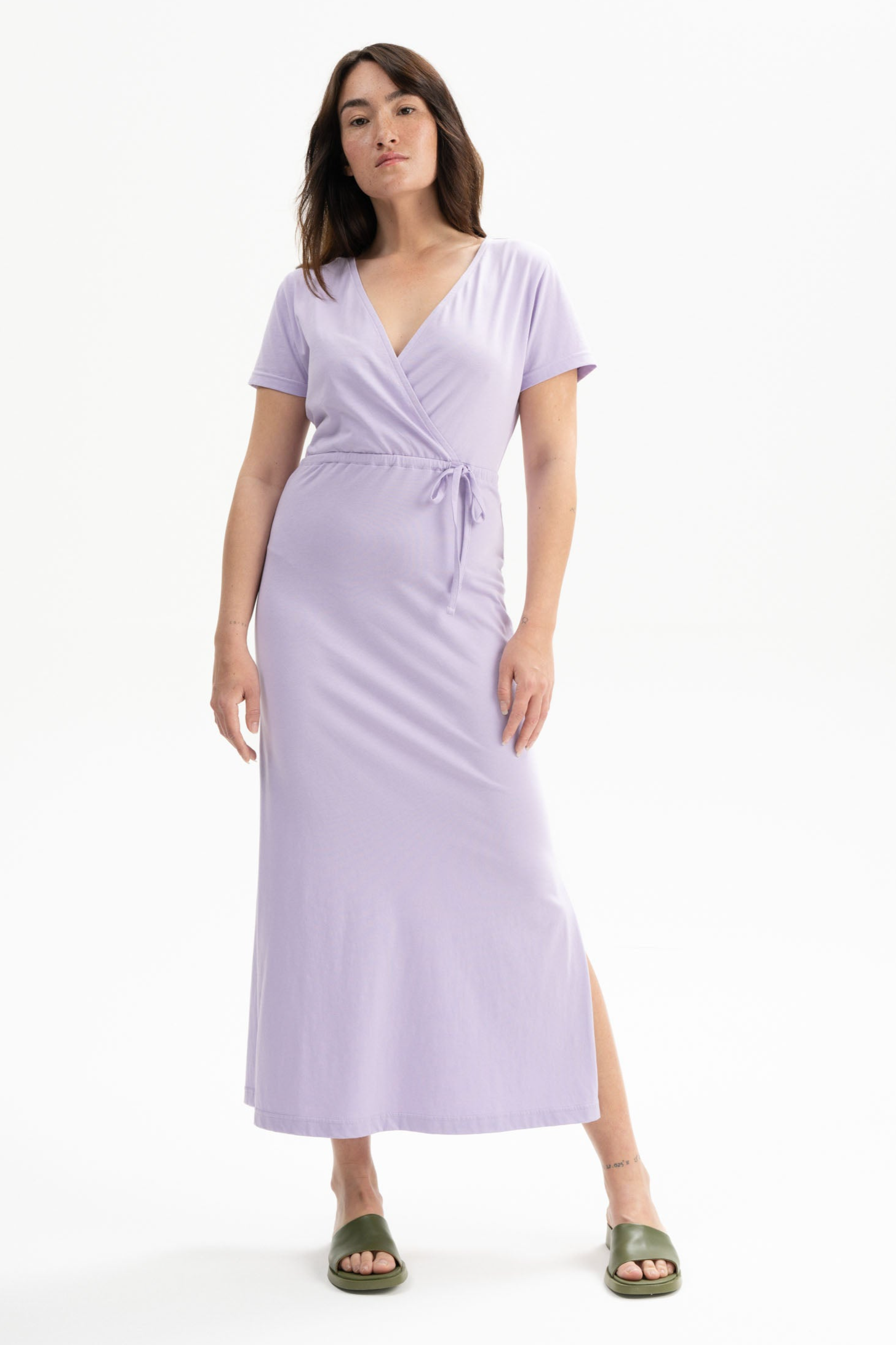 MELA Damen vegan Kleid V-Ausschnitt Shreoshi Crocus