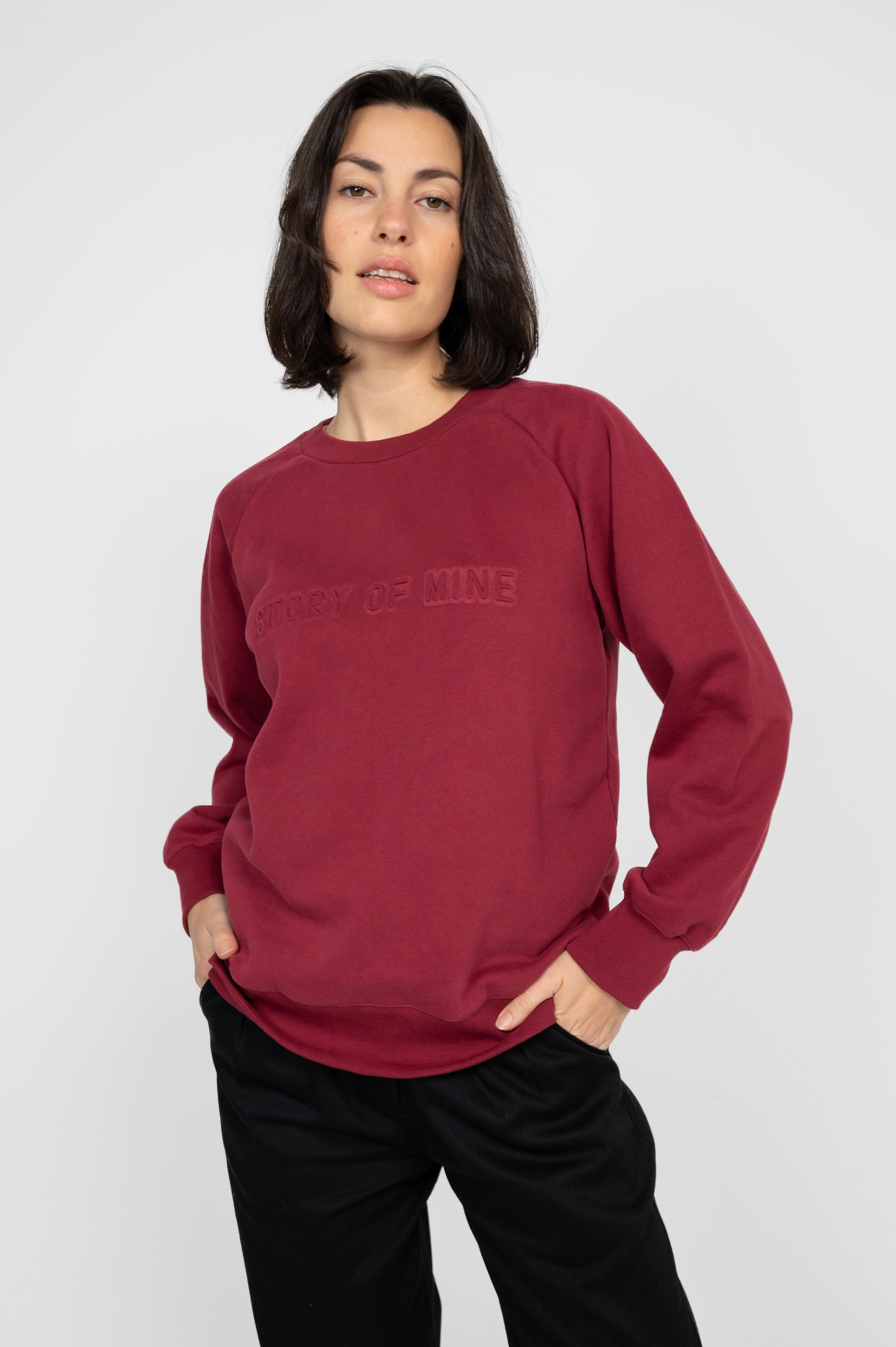 STORY OF MINE Damen vegan Sweatshirt Bordeaux Dunkelrot