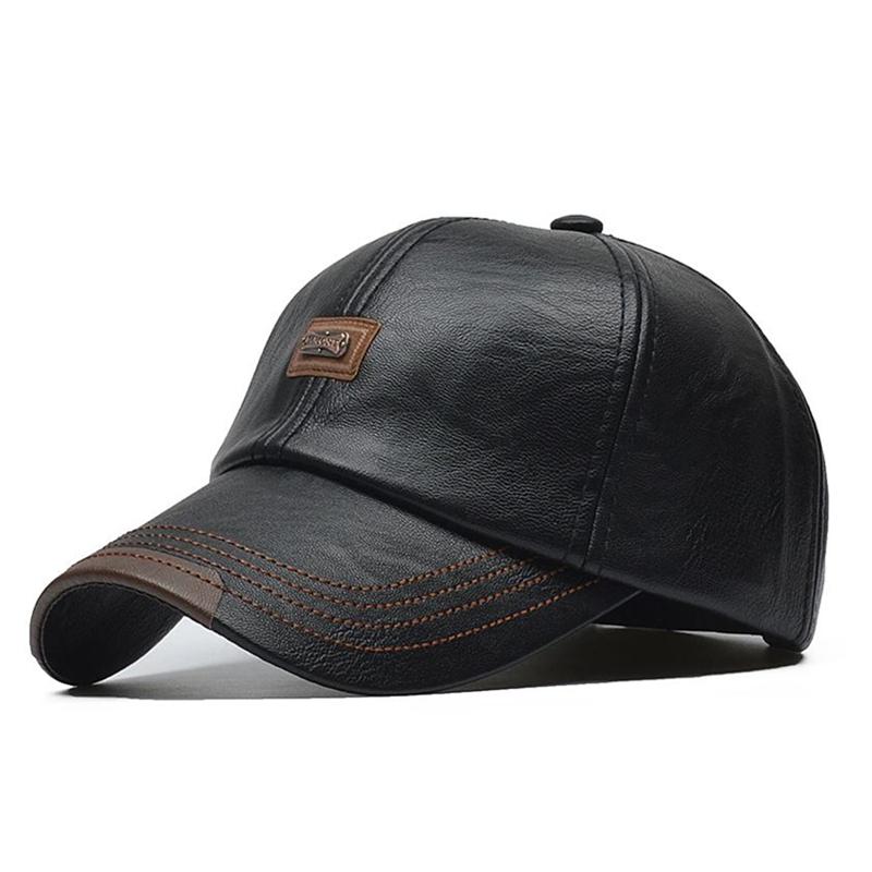 Northwood []Winter leren honkbalpetten heren snapback pet Bone Masculino herfst leren trucker pet 56-60cm zwart