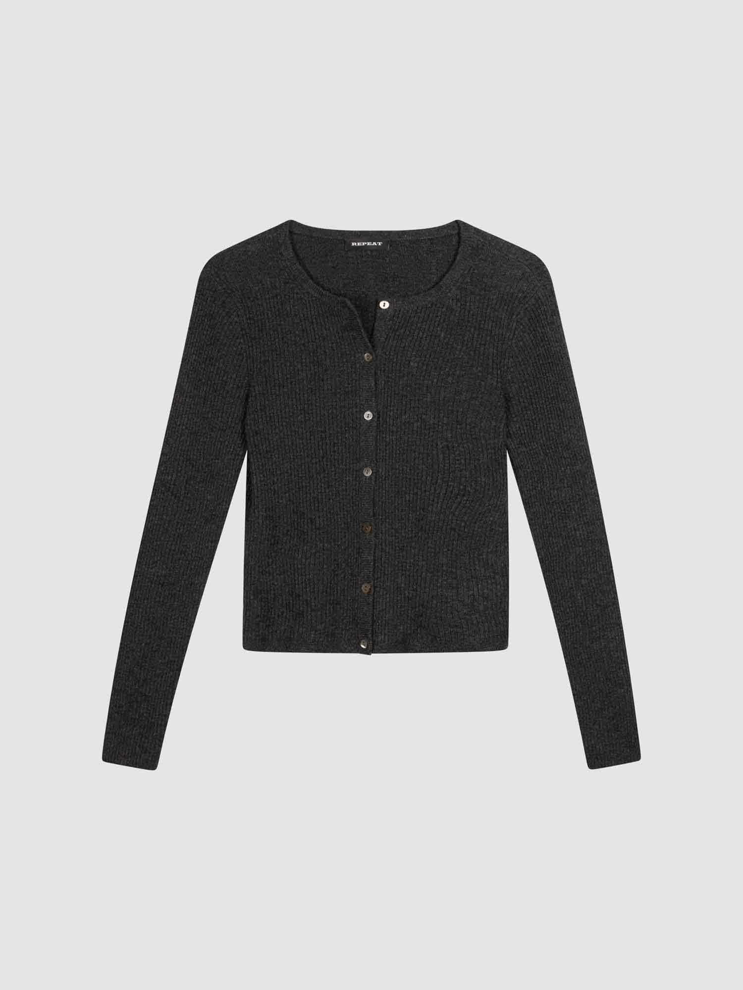 REPEAT cashmere Ribgebreide cardigan van cashmere mix