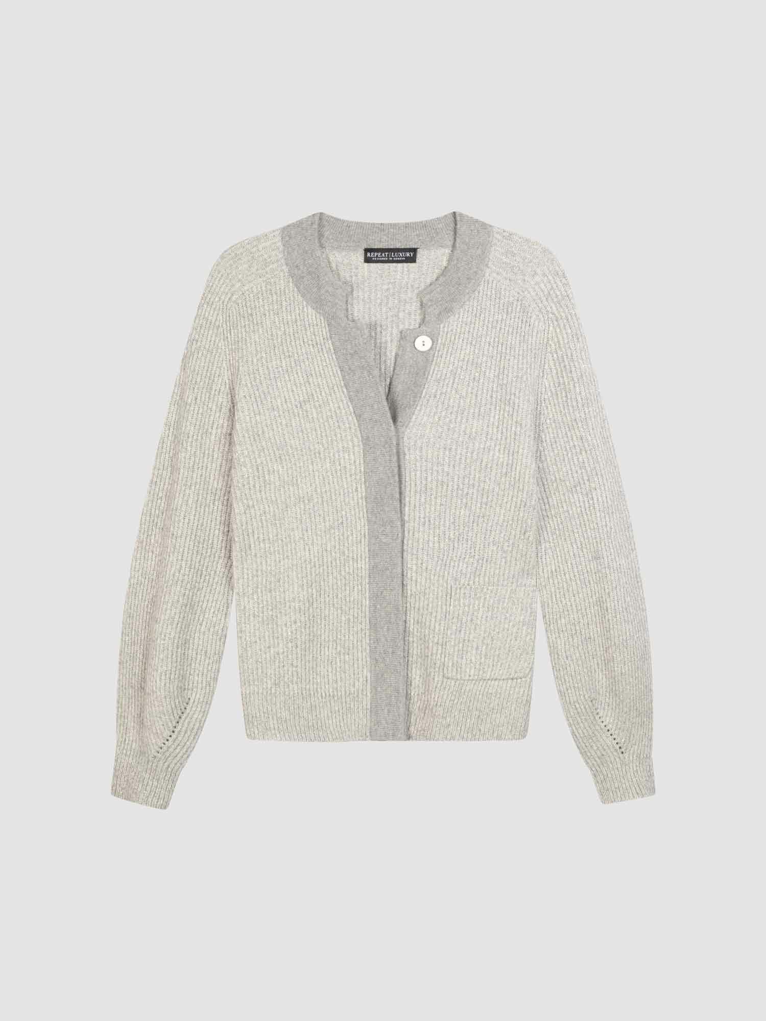 REPEAT cashmere Tweekleurig cashmere ribgebreid vest