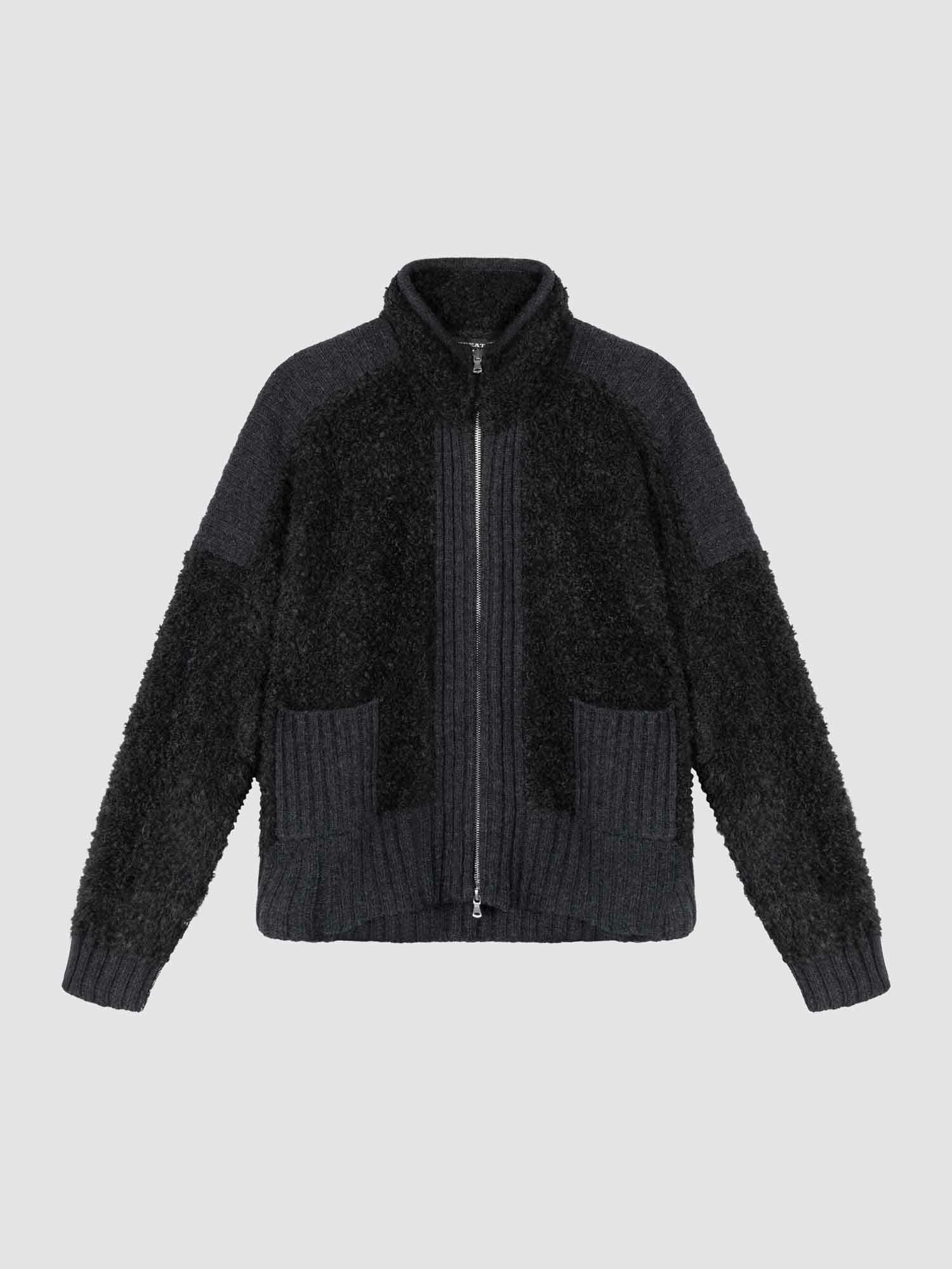 REPEAT cashmere Vest met rits van alpaca wolmix