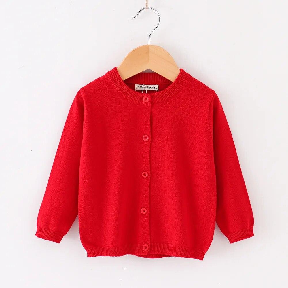 Dola Kinderen Gebreide Trui Lente Herfst Dunne Lange Mouw Baby Vest Jongens Meisjes Casual All-Match 2-10 Jaar zuigelingen Kind Bovenkleding 120cm rood