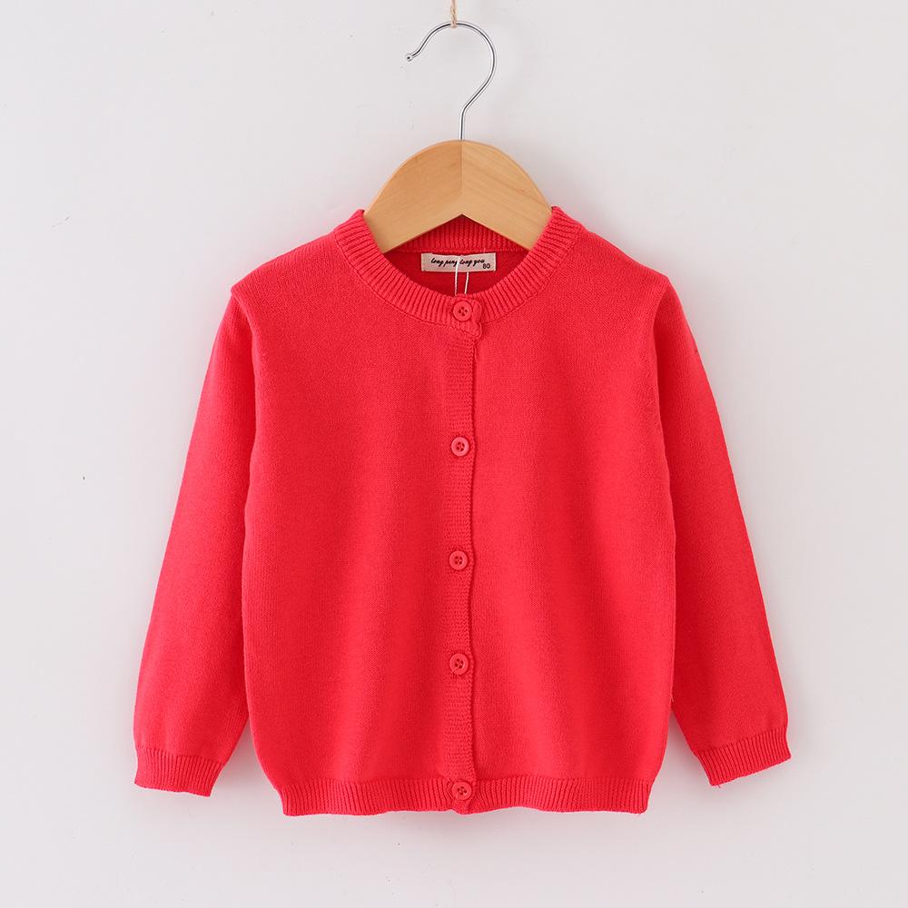 Dola Kinderen Gebreide Trui Lente Herfst Dunne Lange Mouw Baby Vest Jongens Meisjes Casual All-Match 2-10 Jaar zuigelingen Kind Bovenkleding 130cm watermeloen rode kleur
